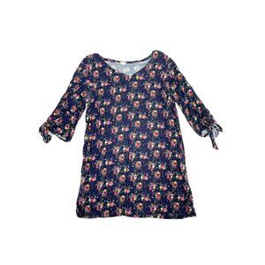 Sarah Bibb Womens Blue Floral Tie Sleeve Tunic Dress Portland Oregon Size Small